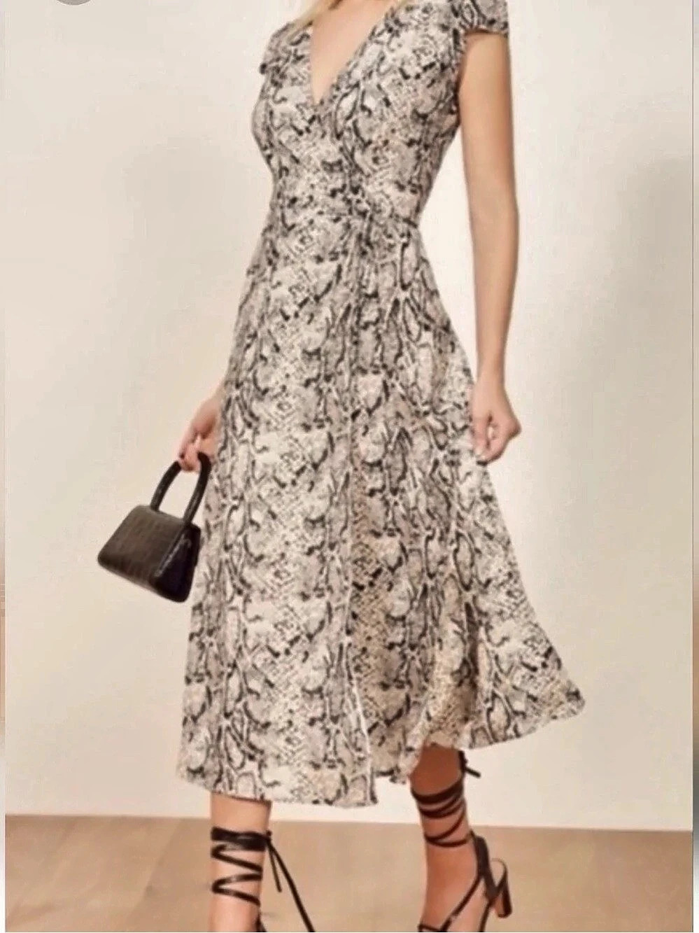 Reformation Carina Dress Women's Snake Print Midi Dress